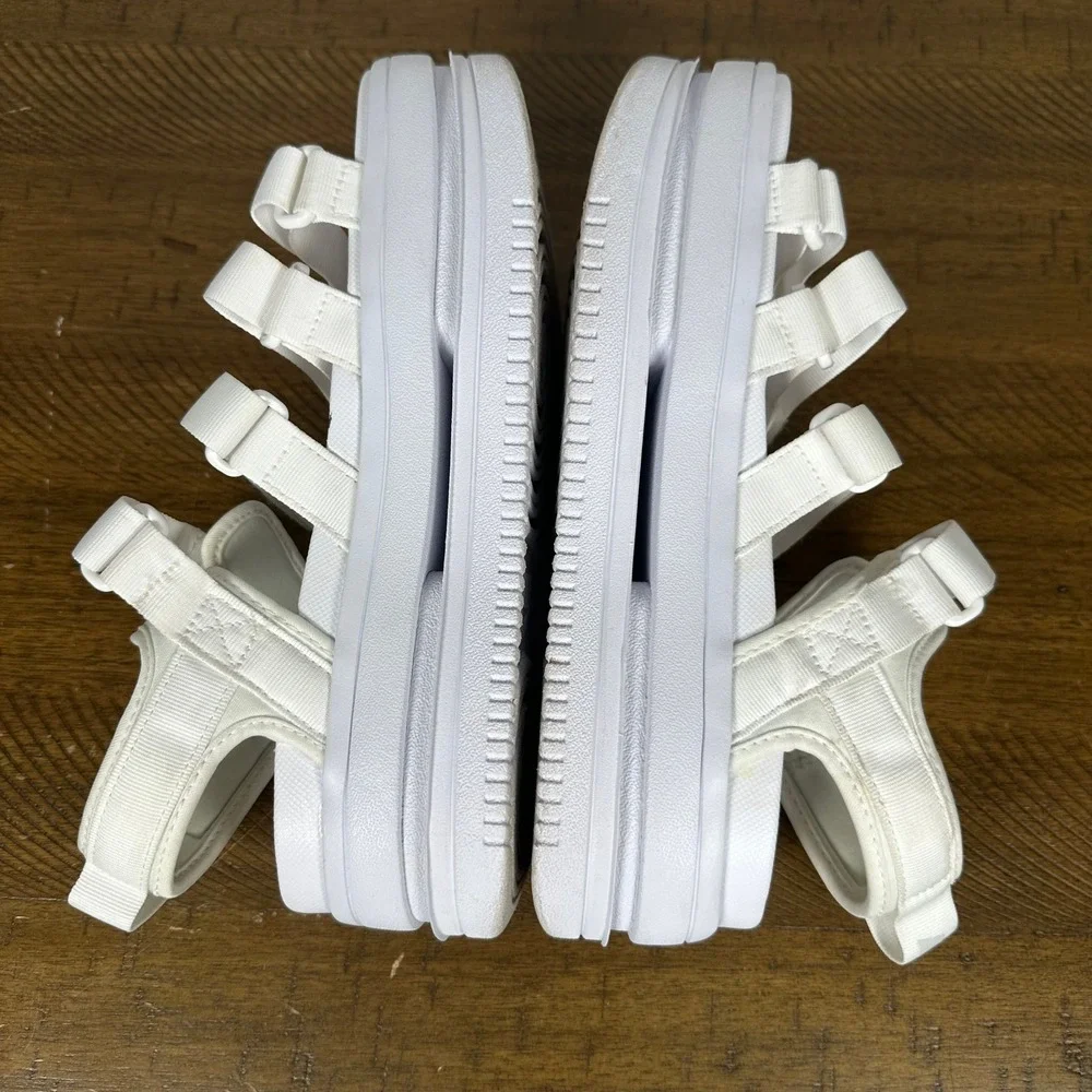 Nike Sandals Womens 10 White Icon Classic Platform Strappy Streetwear